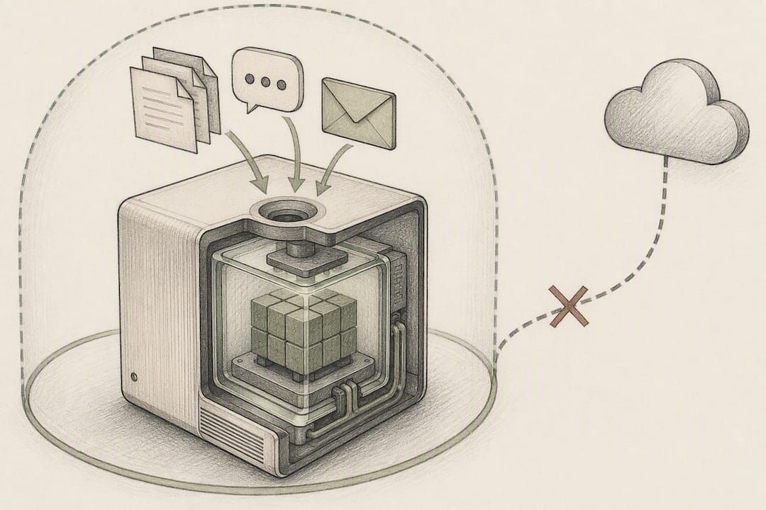 Illustration of private local AI processing