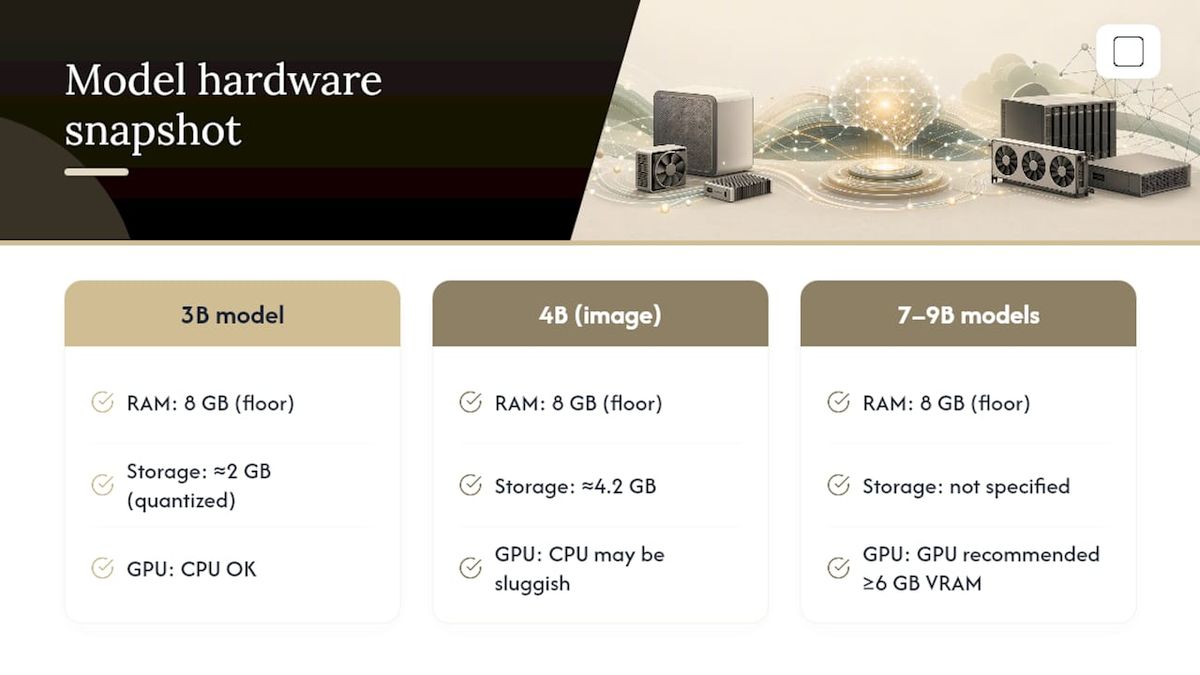Local AI model hardware and storage comparison